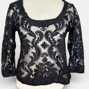 Intimately Free People Black Sheer Lace Blouse